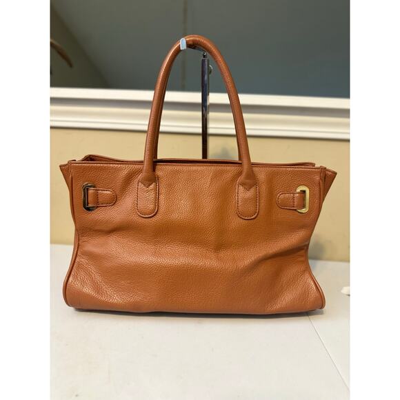 Onna Erhlich Bag Tan Cowhide Pebbled Leather Maya Satchel Tote Handbag - Picture 7 of 13